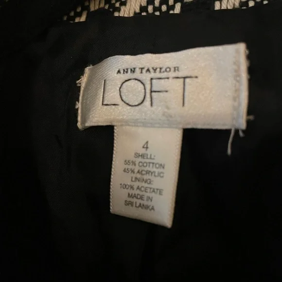 Ann Taylor Loft Black White Blazer Jacket Cover Business Casual Size 4 Women’s - Picture 4 of 5